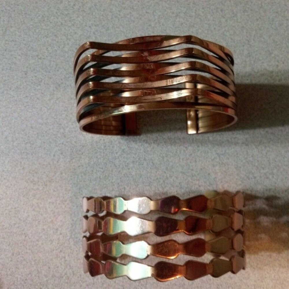 Two Solid Heavy And Wide Copper Bracelets - image 1